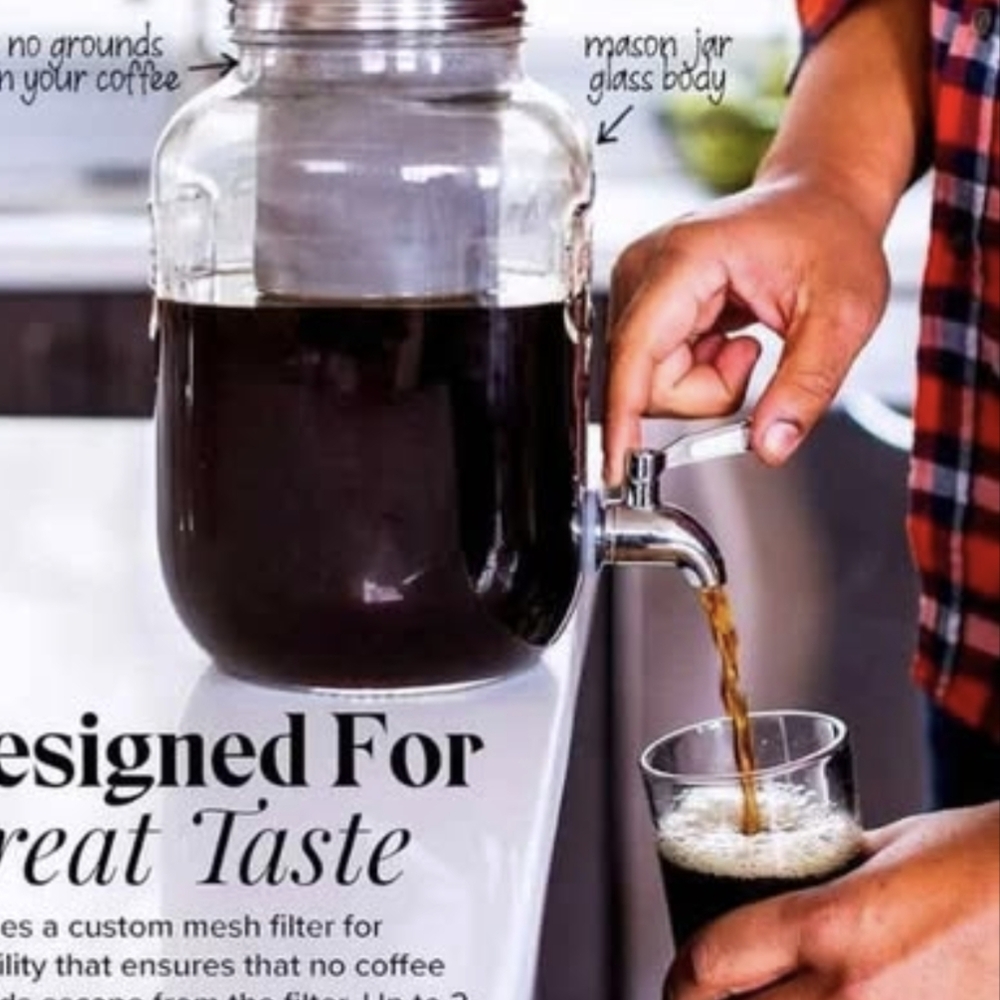 2pk. Brand New In Box. Glass Mason Jar Cold Brew Coffee Maker - Silver Spout